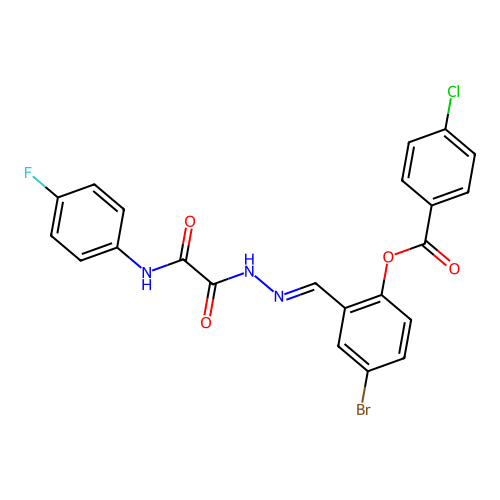4-BR-2-(2-((4-Fluoroanilino)(oxo)acetyl)carbohydrazonoyl)phenyl 4-chlorobenzoate structure