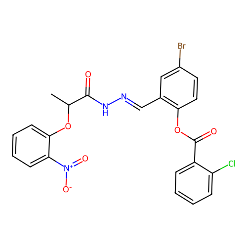 4-BR-2-(2-(2-(2-Nitrophenoxy)propanoyl)carbohydrazonoyl)phenyl 2-chlorobenzoate structure