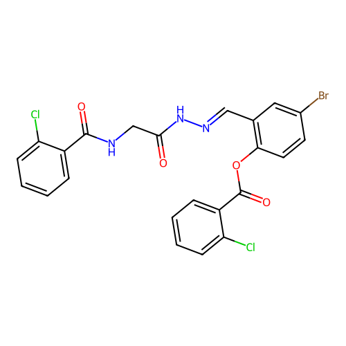 4-BR-2-(2-(((2-Chlorobenzoyl)amino)AC)carbohydrazonoyl)phenyl 2-chlorobenzoate structure