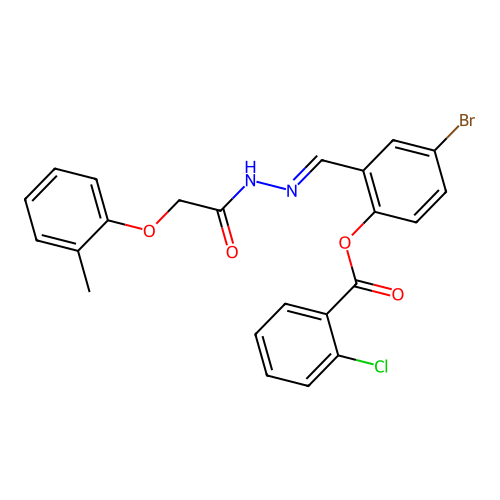 [4-bromo-2-[[[2-(2-methylphenoxy)acetyl]hydrazinylidene]methyl]phenyl] 2-chlorobenzoate structure