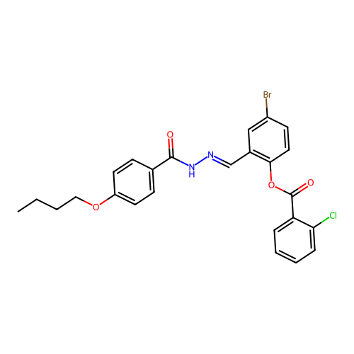 4-bromo-2-{(E)-[(4-butoxybenzoyl)hydrazono]methyl}phenyl 2-chlorobenzoate structure