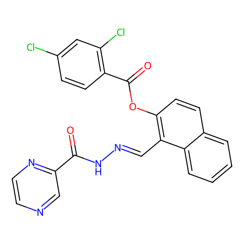 1-(2-(2-Pyrazinylcarbonyl)carbohydrazonoyl)-2-naphthyl 2,4-dichlorobenzoate structure