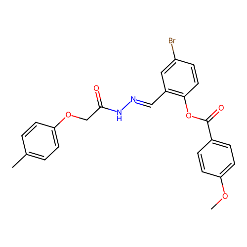 [4-bromo-2-[[[2-(4-methylphenoxy)acetyl]hydrazinylidene]methyl]phenyl] 4-methoxybenzoate structure