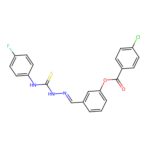 3-(2-((4-Fluoroanilino)carbothioyl)carbohydrazonoyl)phenyl 4-chlorobenzoate structure