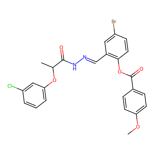 4-BR-2-(2-(2-(3-Chlorophenoxy)propanoyl)carbohydrazonoyl)PH 4-methoxybenzoate structure