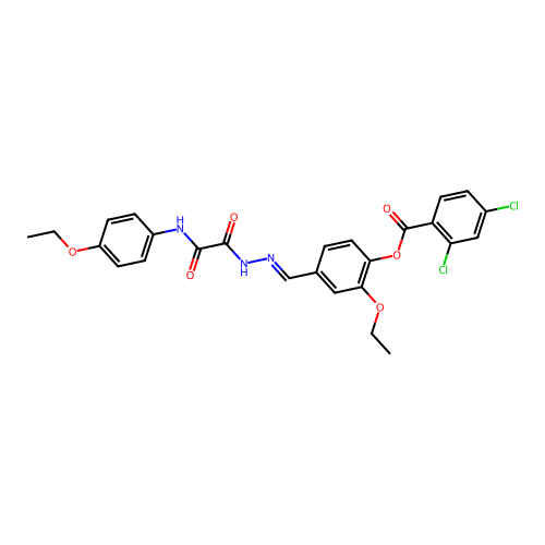 2-Ethoxy-4-(2-((4-ethoxyanilino)(oxo)AC)carbohydrazonoyl)PH 2,4-dichlorobenzoate structure