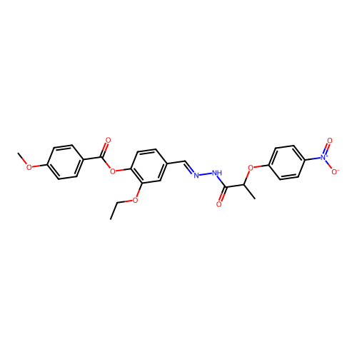 2-Ethoxy-4-(2-(2-(4-nitrophenoxy)propanoyl)carbohydrazonoyl)PH 4-methoxybenzoate structure