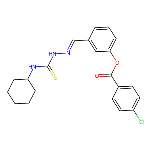3-(2-((Cyclohexylamino)carbothioyl)carbohydrazonoyl)phenyl 4-chlorobenzoate structure