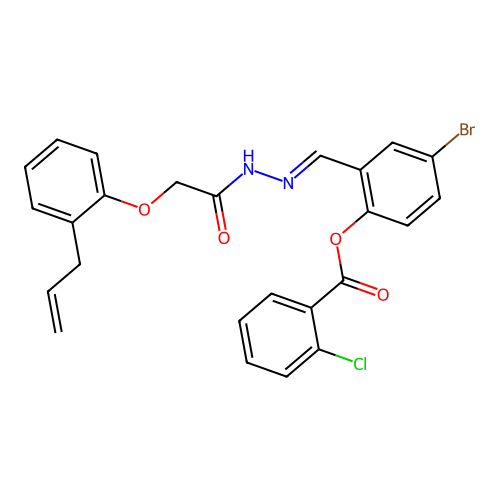 2-(2-((2-Allylphenoxy)acetyl)carbohydrazonoyl)-4-bromophenyl 2-chlorobenzoate structure
