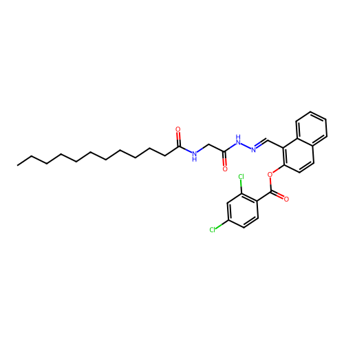 1-(2-((Dodecanoylamino)acetyl)carbohydrazonoyl)-2-naphthyl 2,4-dichlorobenzoate structure