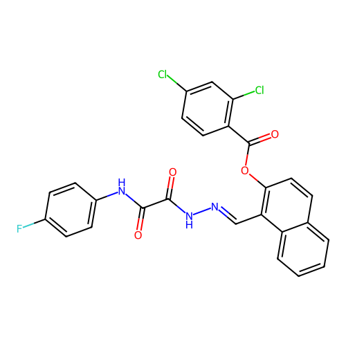 1-(2-((4-Fluoroanilino)(oxo)AC)carbohydrazonoyl)-2-naphthyl 2,4-dichlorobenzoate structure