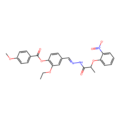 2-Ethoxy-4-(2-(2-(2-nitrophenoxy)propanoyl)carbohydrazonoyl)PH 4-methoxybenzoate structure