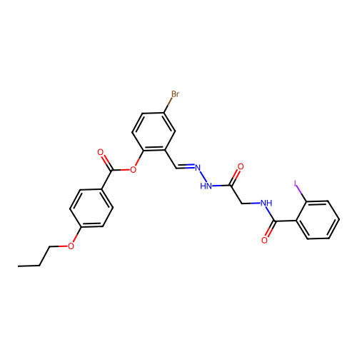 4-bromo-2-[(E)-({[(2-iodobenzoyl)amino]acetyl}hydrazono)methyl]phenyl 4-propoxybenzoate structure