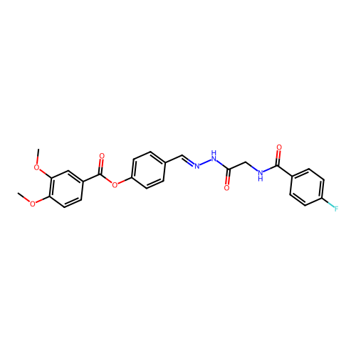 4-(2-(((4-Fluorobenzoyl)amino)AC)carbohydrazonoyl)phenyl 3,4-dimethoxybenzoate structure