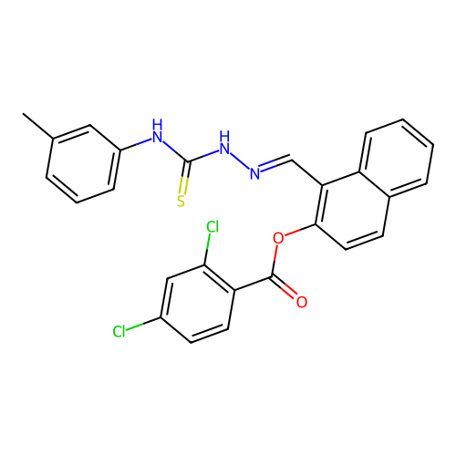 1-(2-(3-Toluidinocarbothioyl)carbohydrazonoyl)-2-naphthyl 2,4-dichlorobenzoate structure