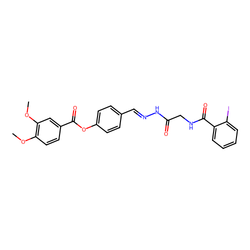 4-(2-(((2-Iodobenzoyl)amino)acetyl)carbohydrazonoyl)phenyl 3,4-dimethoxybenzoate structure