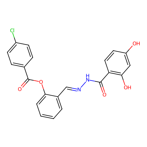 2-(2-(2,4-Dihydroxybenzoyl)carbohydrazonoyl)phenyl 4-chlorobenzoate structure