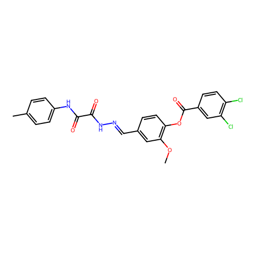 2-Meo-4-(2-(oxo(4-toluidino)acetyl)carbohydrazonoyl)phenyl 3,4-dichlorobenzoate structure