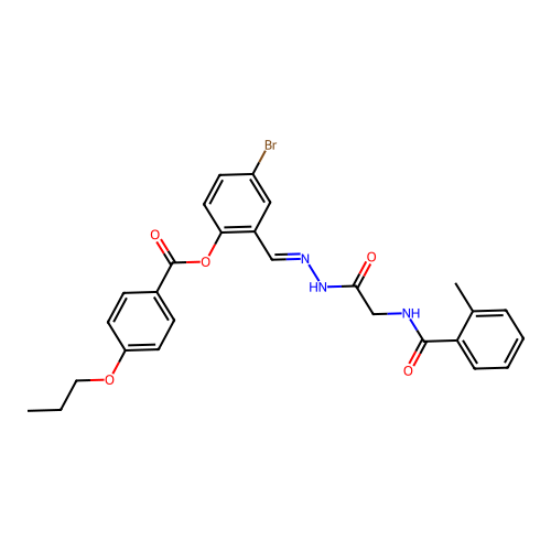 4-BR-2-(2-(((2-Methylbenzoyl)amino)AC)carbohydrazonoyl)phenyl 4-propoxybenzoate structure