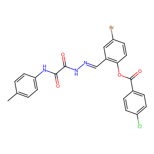 4-Bromo-2-(2-(oxo(4-toluidino)acetyl)carbohydrazonoyl)phenyl 4-chlorobenzoate structure