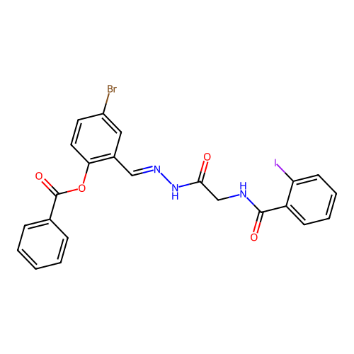 4-Bromo-2-(2-(((2-iodobenzoyl)amino)acetyl)carbohydrazonoyl)phenyl benzoate structure