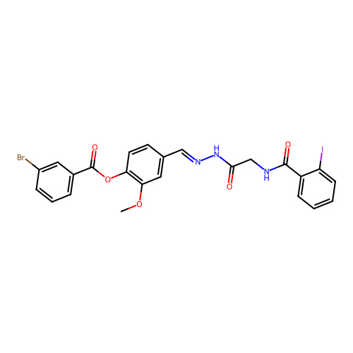 4-(2-(((2-Iodobenzoyl)amino)AC)carbohydrazonoyl)-2-methoxyphenyl 3-bromobenzoate structure