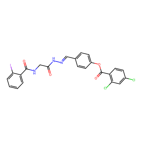 4-(2-(((2-Iodobenzoyl)amino)acetyl)carbohydrazonoyl)phenyl 2,4-dichlorobenzoate structure