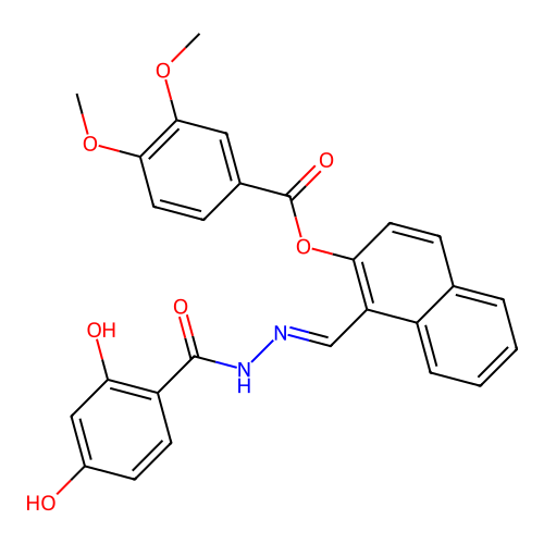 1-(2-(2,4-Dihydroxybenzoyl)carbohydrazonoyl)-2-naphthyl 3,4-dimethoxybenzoate structure