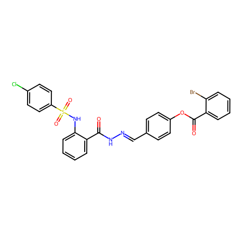 4-(2-(2-(((4-CL-PH)Sulfonyl)amino)benzoyl)carbohydrazonoyl)PH 2-bromobenzoate structure