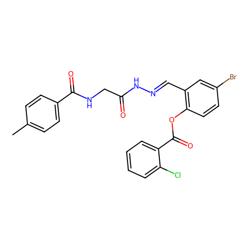 4-BR-2-(2-(((4-Methylbenzoyl)amino)AC)carbohydrazonoyl)phenyl 2-chlorobenzoate structure