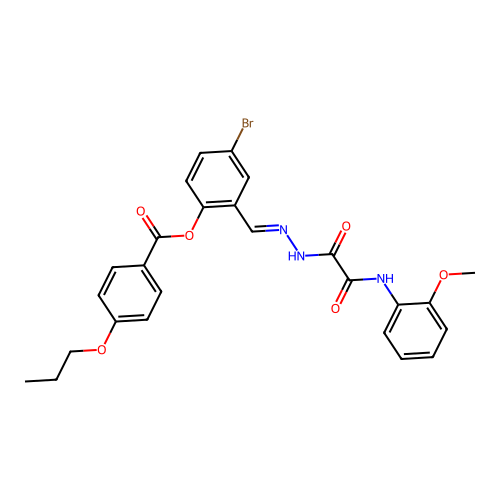 4-BR-2-(2-((2-Methoxyanilino)(oxo)AC)carbohydrazonoyl)phenyl 4-propoxybenzoate structure