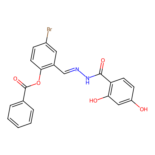 4-Bromo-2-(2-(2,4-dihydroxybenzoyl)carbohydrazonoyl)phenyl benzoate structure