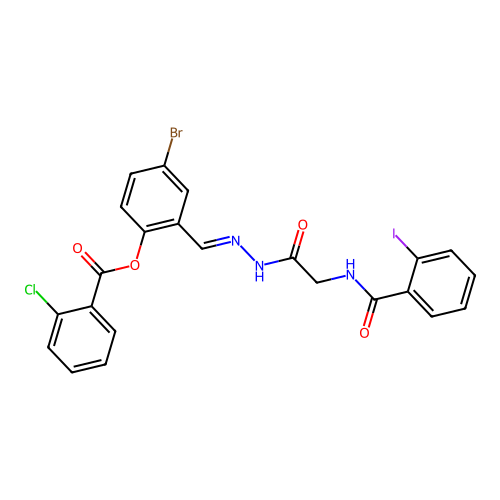 4-bromo-2-[(E)-({[(2-iodobenzoyl)amino]acetyl}hydrazono)methyl]phenyl 2-chlorobenzoate structure