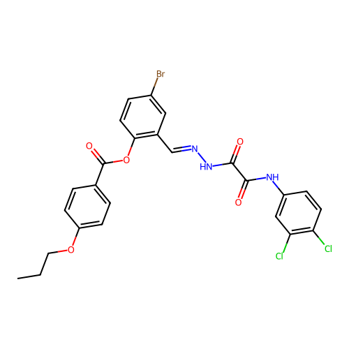 4-BR-2-(2-((3,4-Dichloroanilino)(oxo)AC)carbohydrazonoyl)PH 4-propoxybenzoate structure