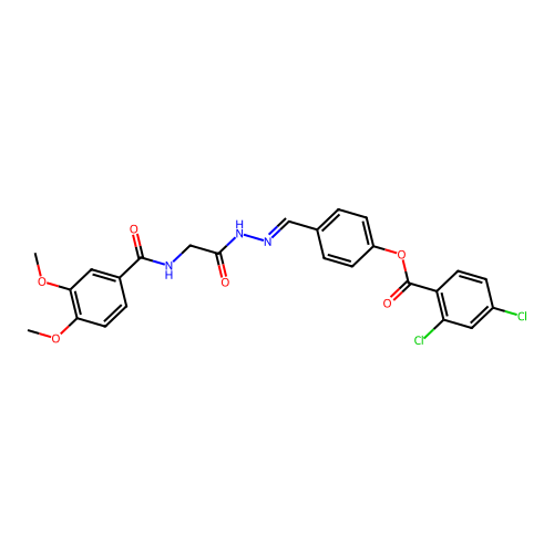 4-(2-(((3,4-Dimethoxybenzoyl)amino)AC)carbohydrazonoyl)PH 2,4-dichlorobenzoate structure