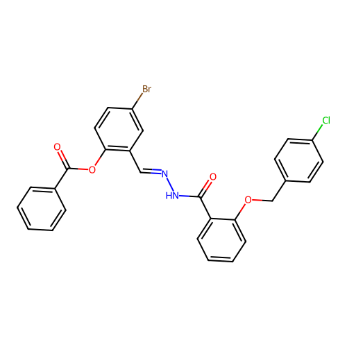 4-Bromo-2-(2-(2-((4-chlorobenzyl)oxy)benzoyl)carbohydrazonoyl)phenyl benzoate structure