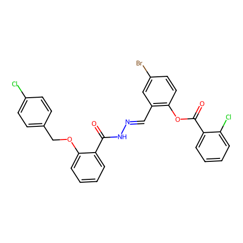 4-BR-2-(2-(2-((4-Chlorobenzyl)oxy)benzoyl)carbohydrazonoyl)PH 2-chlorobenzoate structure