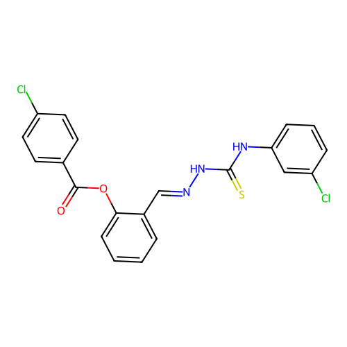 2-(2-((3-Chloroanilino)carbothioyl)carbohydrazonoyl)phenyl 4-chlorobenzoate structure