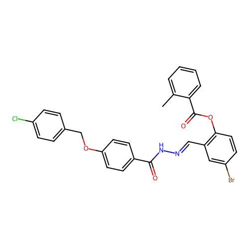 4-BR-2-(2-(4-((4-Chlorobenzyl)oxy)benzoyl)carbohydrazonoyl)PH 2-methylbenzoate structure