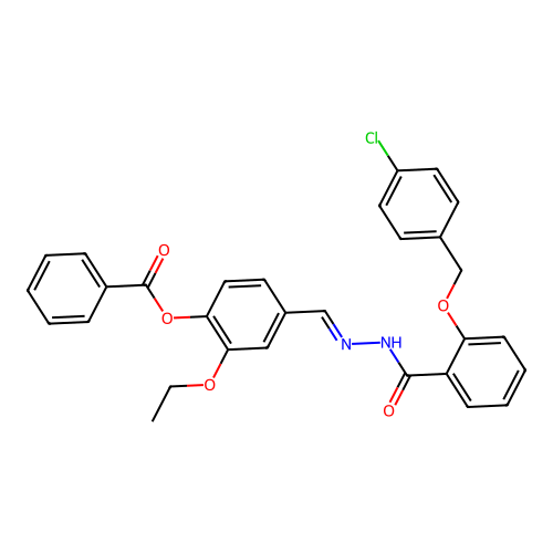 4-(2-(2-((4-Chlorobenzyl)oxy)benzoyl)carbohydrazonoyl)-2-ethoxyphenyl benzoate structure