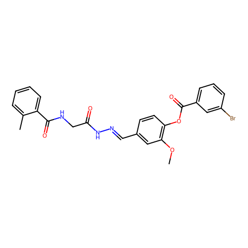 2-Meo-4-(2-(((2-methylbenzoyl)amino)AC)carbohydrazonoyl)phenyl 3-bromobenzoate structure