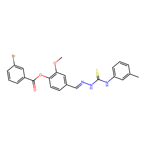 2-Methoxy-4-(2-(3-toluidinocarbothioyl)carbohydrazonoyl)phenyl 3-bromobenzoate structure