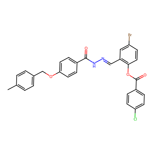 4-BR-2-(2-(4-((4-Methylbenzyl)oxy)benzoyl)carbohydrazonoyl)PH 4-chlorobenzoate structure