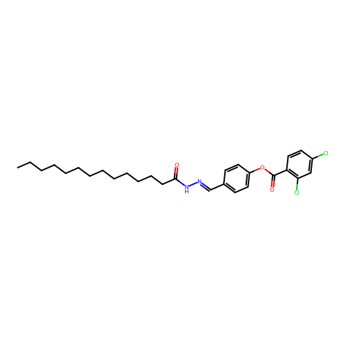[4-[(Tetradecanoylhydrazinylidene)methyl]phenyl] 2,4-dichlorobenzoate structure