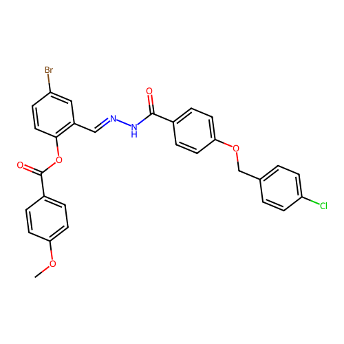4-BR-2-(2-(4-((4-Chlorobenzyl)oxy)benzoyl)carbohydrazonoyl)PH 4-methoxybenzoate structure