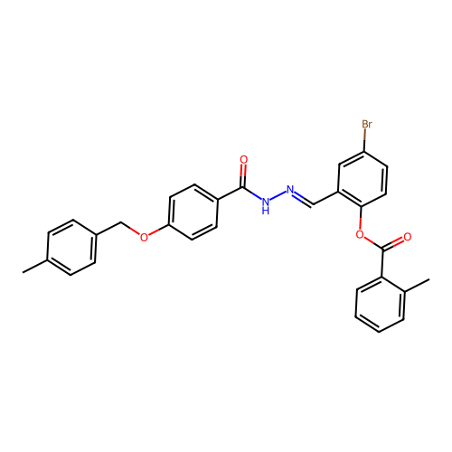 4-bromo-2-[(E)-({4-[(4-methylbenzyl)oxy]benzoyl}hydrazono)methyl]phenyl 2-methylbenzoate structure