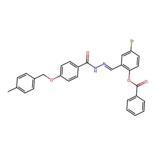 4-Bromo-2-(2-(4-((4-methylbenzyl)oxy)benzoyl)carbohydrazonoyl)phenyl benzoate structure