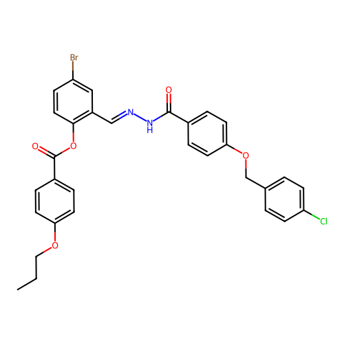 4-BR-2-(2-(4-((4-Chlorobenzyl)oxy)benzoyl)carbohydrazonoyl)PH 4-propoxybenzoate structure