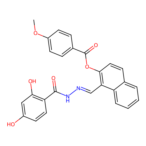 1-(2-(2,4-Dihydroxybenzoyl)carbohydrazonoyl)-2-naphthyl 4-methoxybenzoate structure