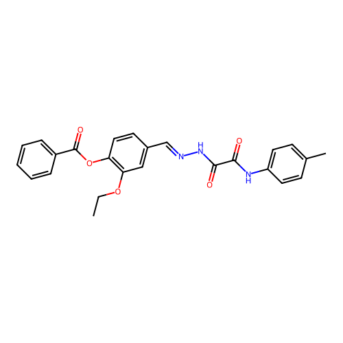 2-Ethoxy-4-(2-(oxo(4-toluidino)acetyl)carbohydrazonoyl)phenyl benzoate structure